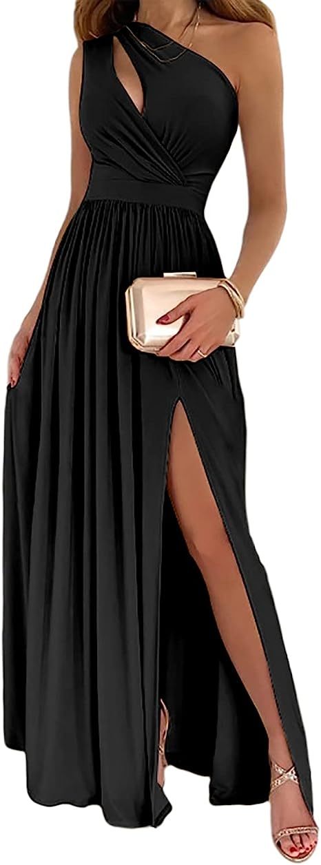 Women's One Shoulder High Split Cutout Cocktail Dress