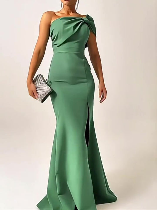 Green Bow Tube Top Evening Dress by Sara Kate