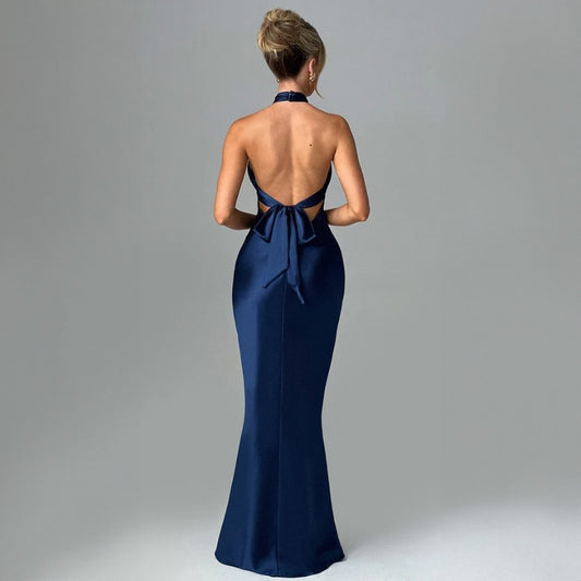 Gown Elegant Backless and Sleeveless Dress