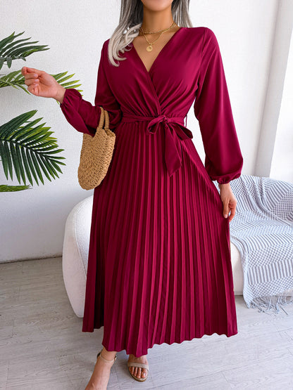 New Style Cross V-neck Pleated Dress
