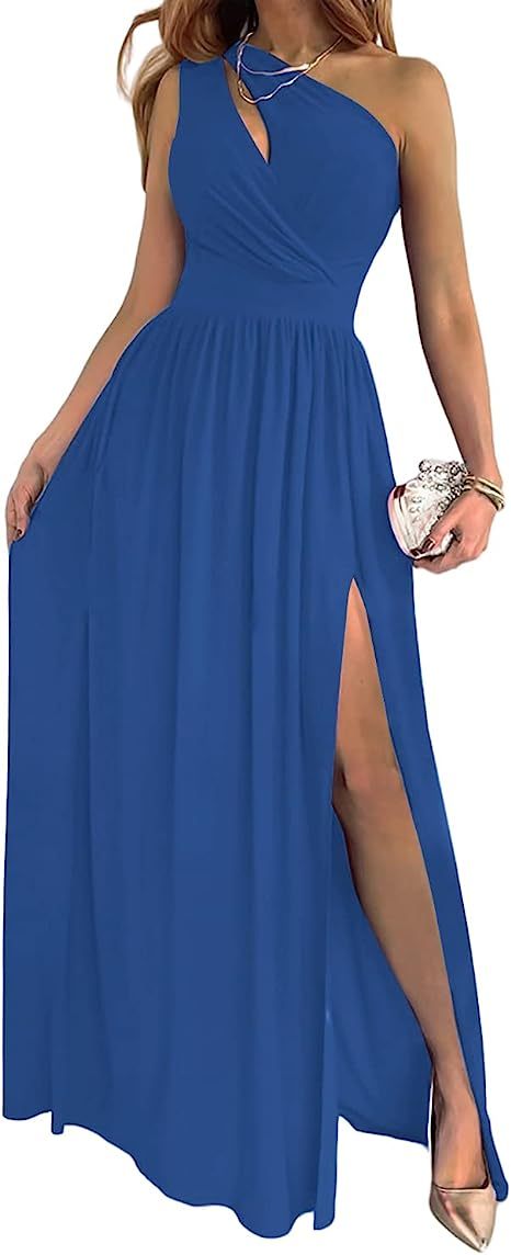Women's One Shoulder High Split Cutout Cocktail Dress