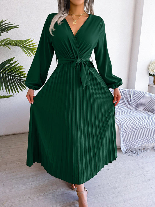 New Style Cross V-neck Pleated Dress